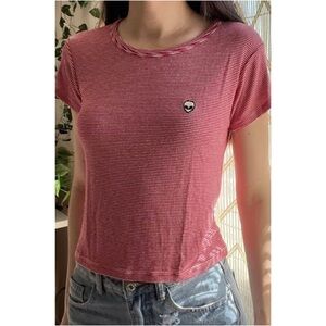 Brandy Melville Striped Tori Alien Patch Tee *Small Flaw*
